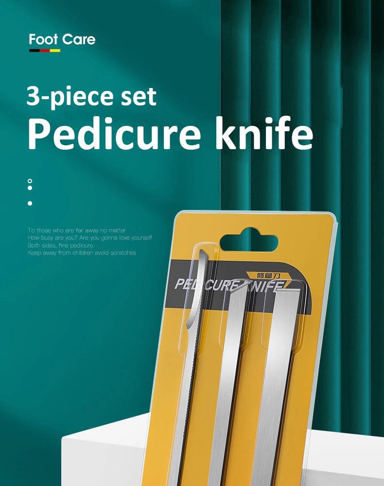 3 unids/set juego de cuchillos de pedicura herramientas profesionales para el cuidado de los pies de uñas encarnadas pinzas para uñas de acero inoxidable Kit removedor de cortaúñas