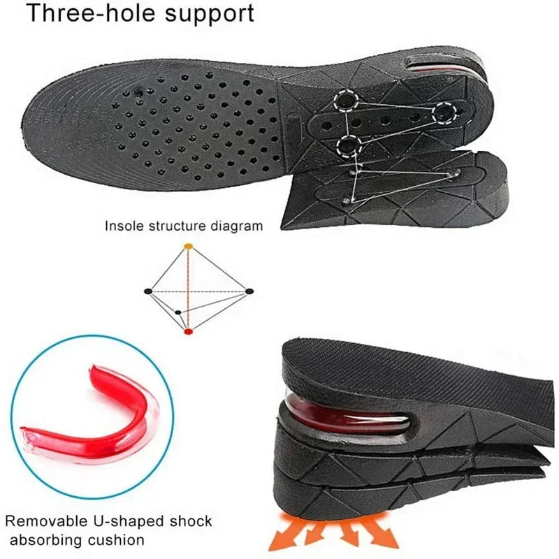 Plantilla de elevación de cojín de zapato de aire para hombres y mujeres, plantilla Invisible Variable de 3-9cm, plantillas para aumentar la altura, almohadilla de soporte más alta de corte ajustable