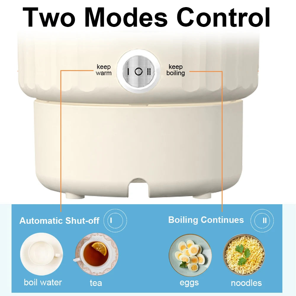 Hervidor de agua eléctrico, Mini hervidor portátil con rejilla para cocinar al vapor, 1000ml, gran capacidad, acero inoxidable, hogar, cocina, oficina, viaje
