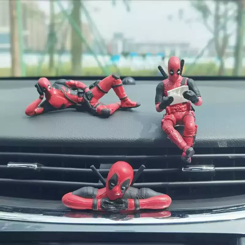 6 muñecos de acción nuevos de Deadpool y Wolverine, figura de Deadpool, modelo sentado, muñeco de los X-Men, colgante para coche, accesorios para coche, juguete para niños, regalo.