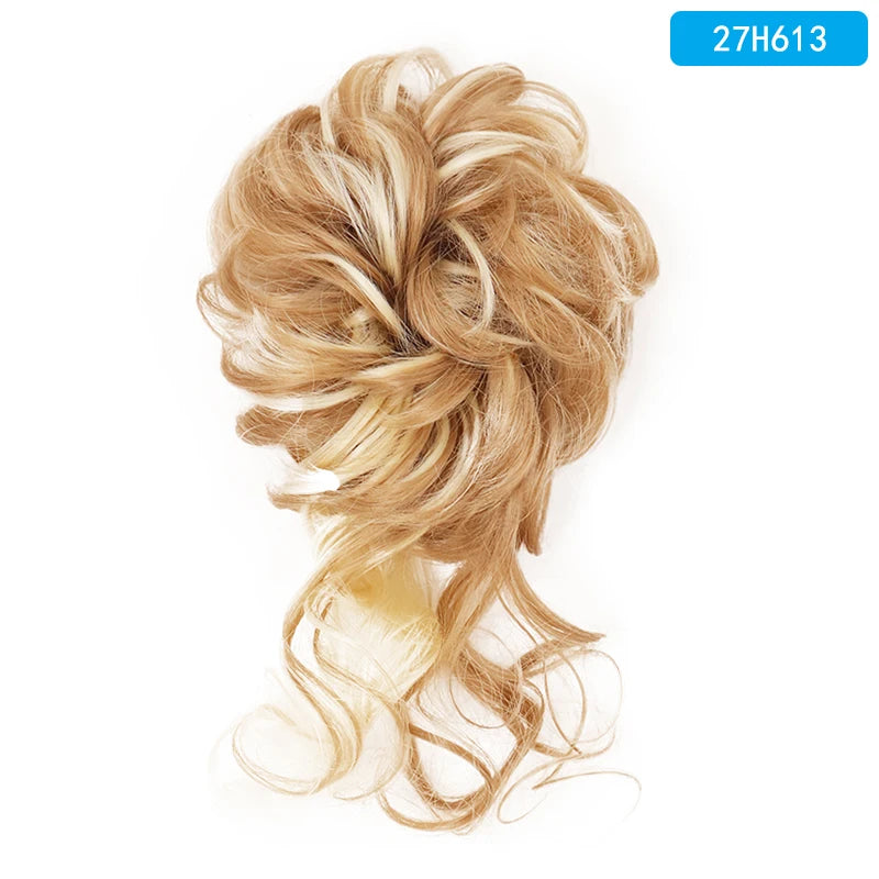 AZQUEEN-extensión de cabello de moño desordenado, banda elástica sintética, moño ondulado rizado, Scrunchies Donut Updo, postizo para mujer