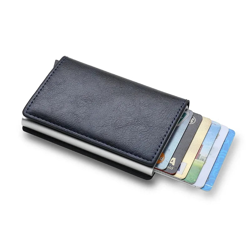 Cartera de aluminio Rfid para hombre, tarjeteros, monedero de fibra de carbono para hombre, cartera inteligente delgada de negocios, tarjetero de crédito, funda, soporte para notas