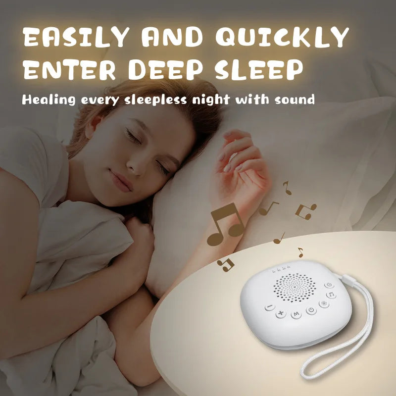 Máquina portátil de ruido blanco, ayuda para dormir con luz LED para respirar y 20 tipos de música ligera, dispositivo de meditación para relajación