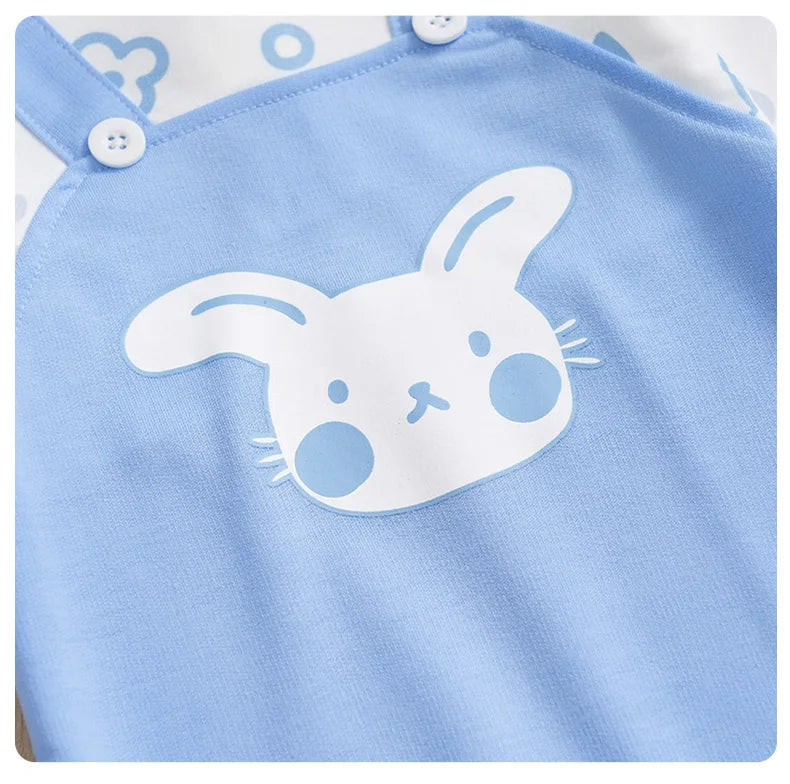 Disfraz de otoño de manga larga para niño pequeño, mono para recién nacido, niño y niña, conejo de 0 a 18 meses, cuello redondo, pelele suave de conejito de dibujos animados, garabatos