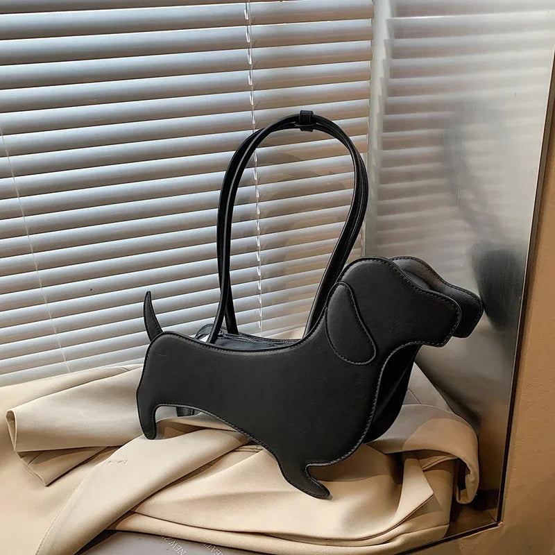 Bolso de hombro tridimensional de perro salchicha, bolso Retro de cuero PU con diseño de bolso para axila para mujer, bolso de viaje de tendencia