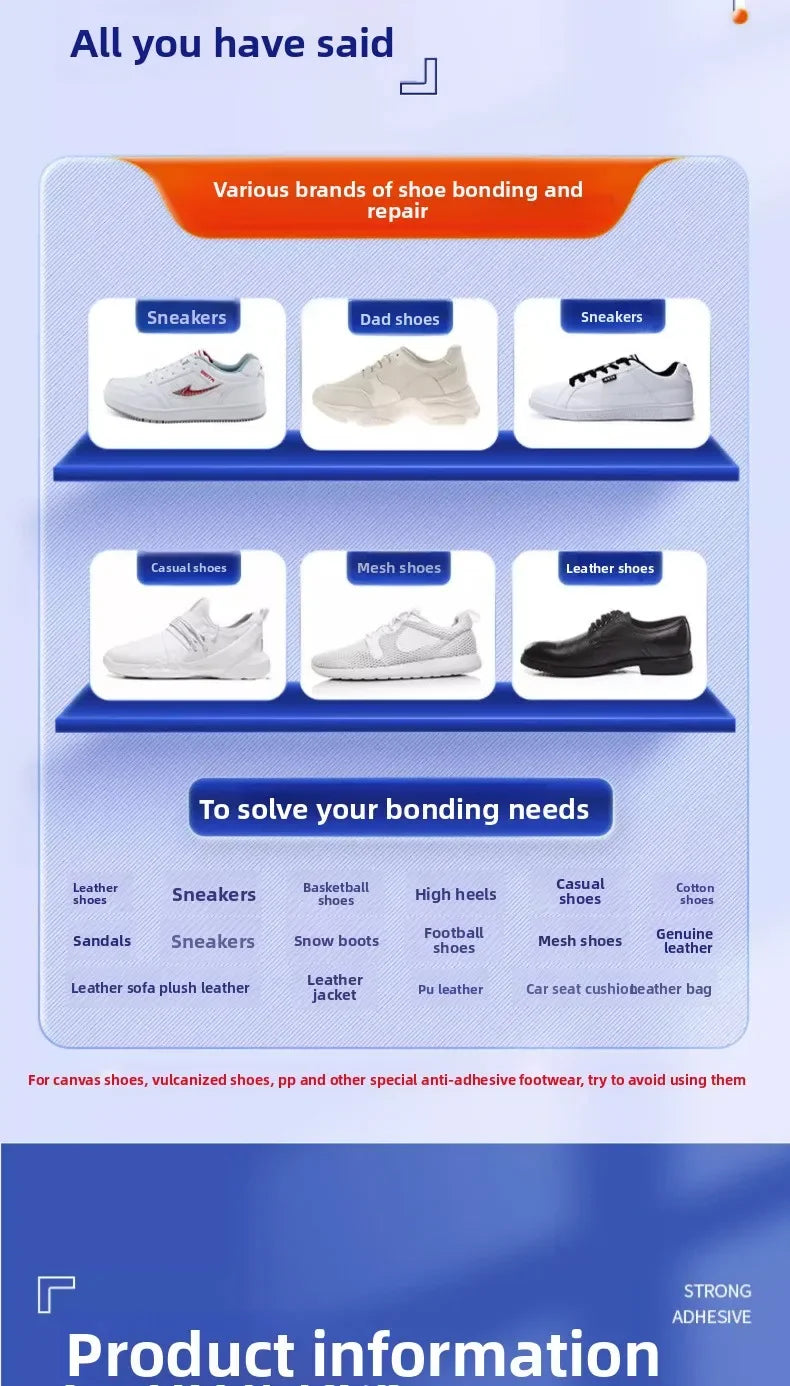 Pegamento Fuerte para Zapatos 60ml, Adhesivo Impermeable de Secado Rápido para Reparación, Fijación de Zapatillas y Botas, Resina Suave Transparente para Manualidades DIY