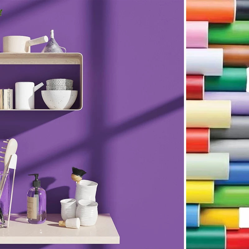 Papel tapiz impermeable de Color sólido, autoadhesivo para habitación, armario blanco y negro, pegatina de pared mate para muebles de cocina, ancho personalizable