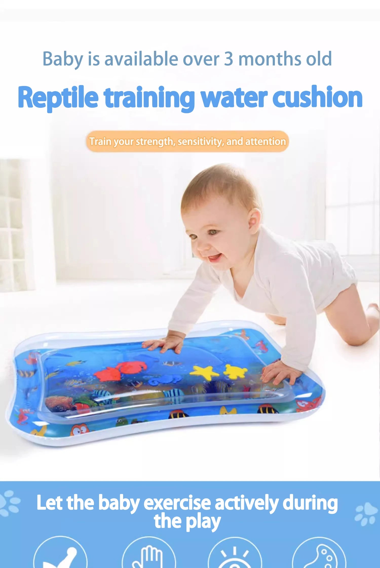 Juguetes para bebés, estera de juego de agua para el tiempo de la barriga, cojín inflable, educación temprana, estera de juego de agua para bebés y niños pequeños