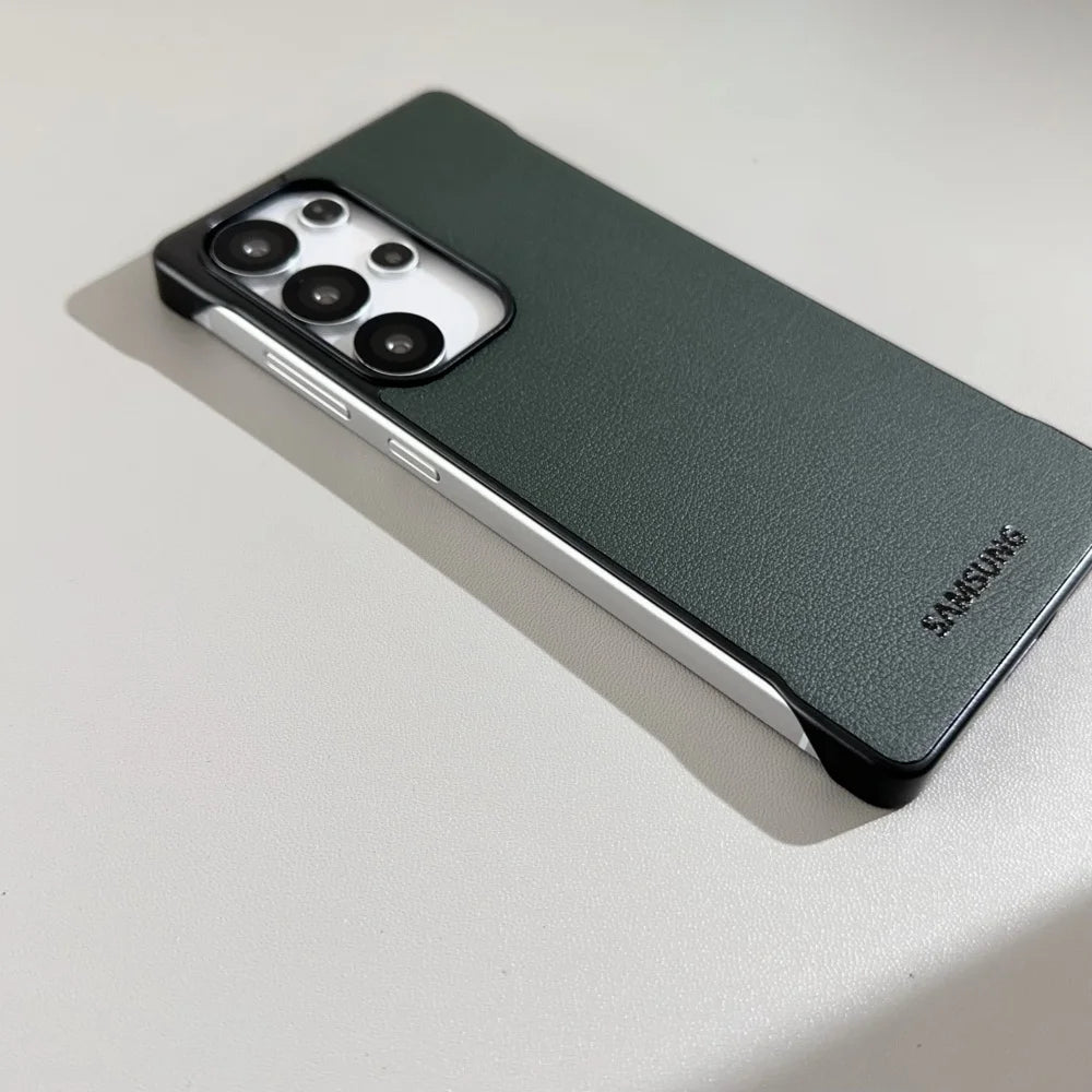 Funda de teléfono con textura de cuero de negocios ultrafina sin marco Samsung Galaxy S25 Ultra S24 Plus S25 Edge mate cubierta suave a prueba de golpes