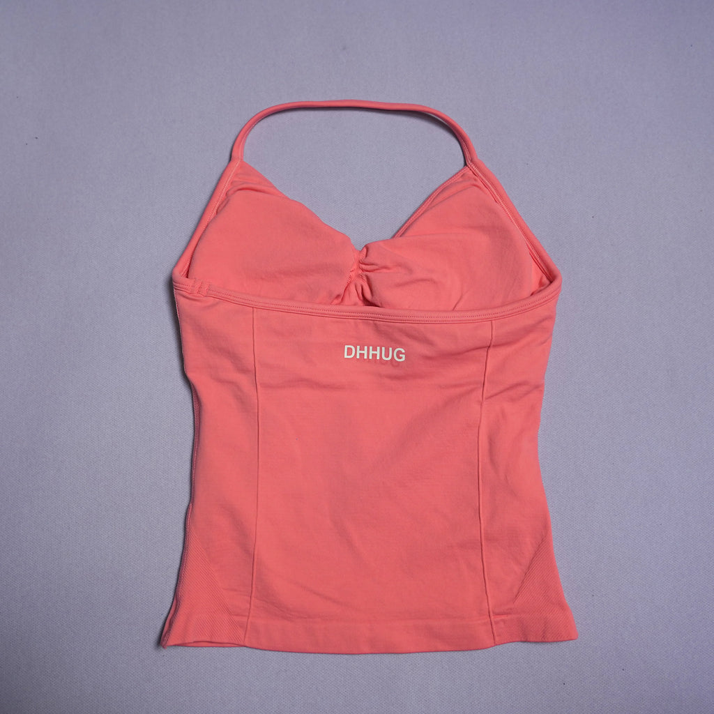 DHHUG Top deportivo para mujer, camiseta sin costuras para yoga con relleno extraíble, top deportivo sin mangas con cuello en V, para gimnasio y correr
