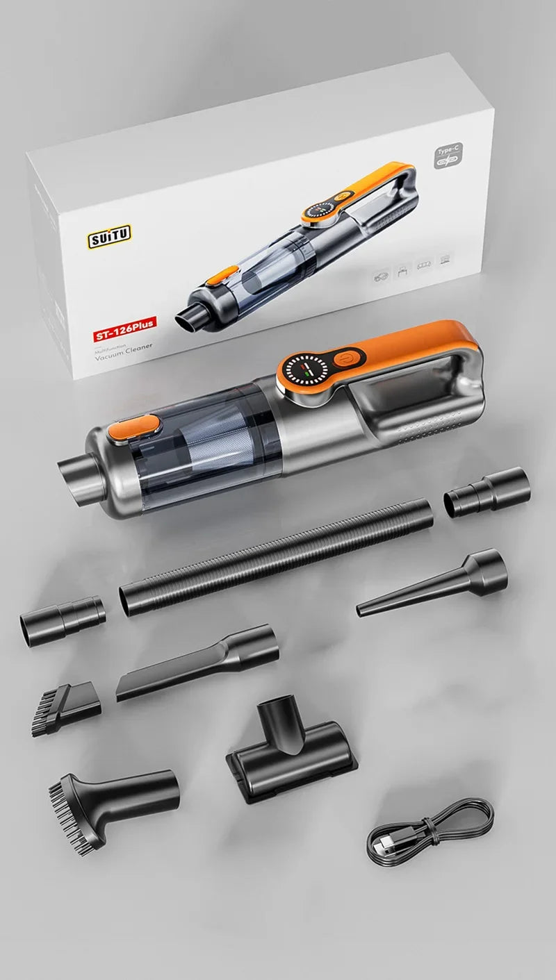Aspiradora de Mano Inalámbrica 5 en 1, Succión Ciclónica Potente, Mini Aspiradora Inalámbrica Portátil para Limpieza de Automóviles, Hogar y Teclados