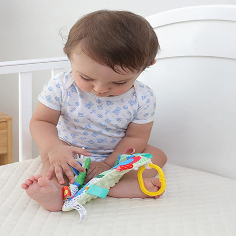 Toalla suave de felpa para bebé recién nacido, cochecito para dormir, sonajero, juguete colgante, manta de animales de dibujos animados, juguetes educativos de 0 a 24 meses