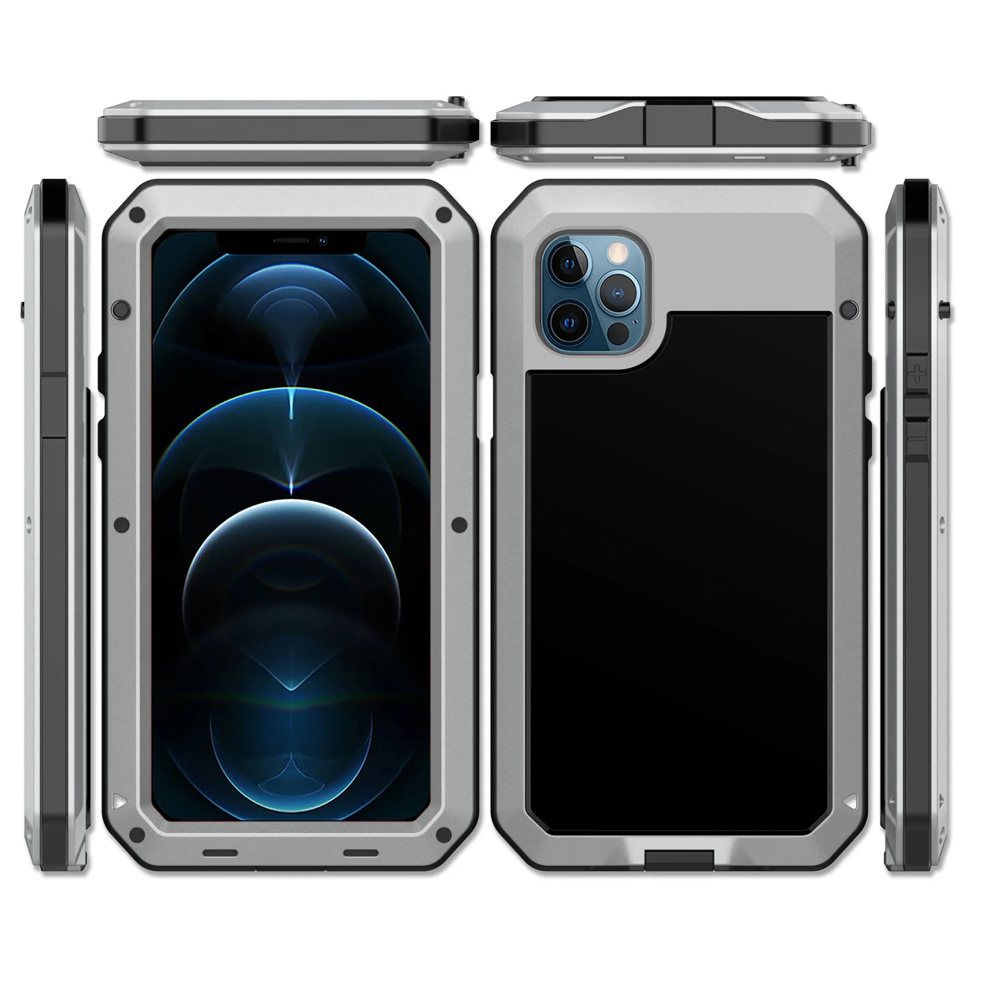 Funda protectora Armor resistente para iPhone 16 7 8 Plus XR Xs 11 12 13 15 16 Pro Max 14 Plus SE 360 cubierta de tanque de Metal a prueba de golpes