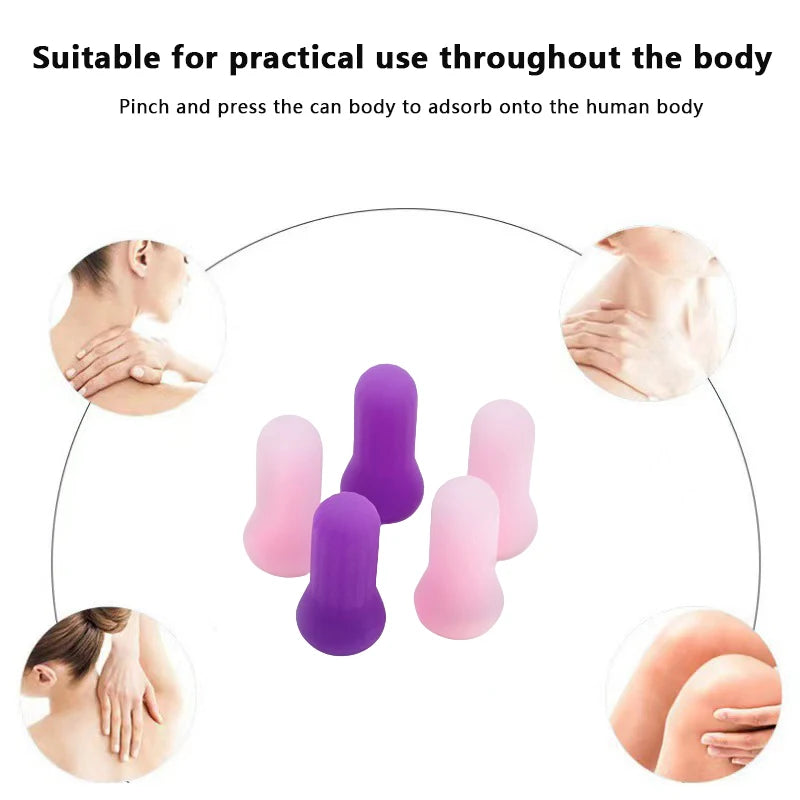 Kit de masaje con ventosa de vacío de silicona, taza para masaje corporal, ventosa para masaje Facial, masajeador al vacío anticelulítico