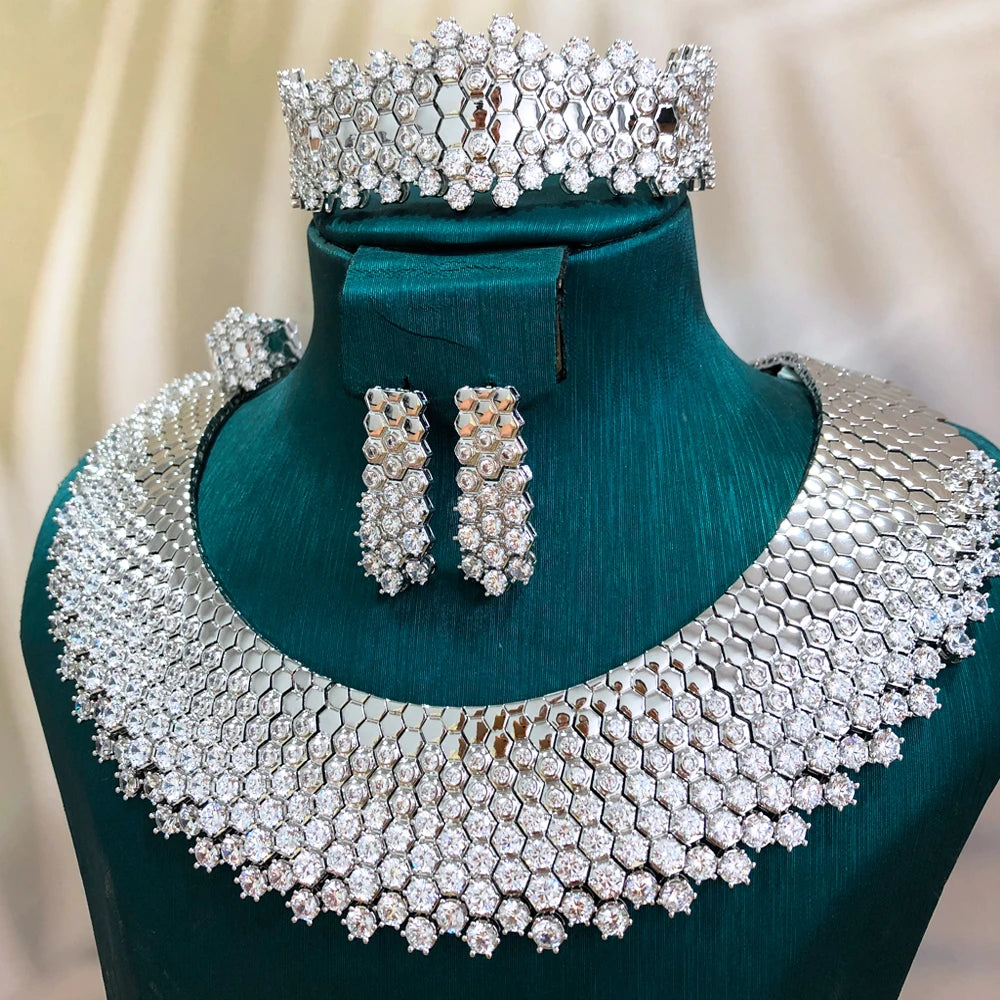 GODKI Nuevo Conjunto de Joyería Africana de Lujo con Hojas de Arce, 4 Piezas, para Mujer, Boda, Fiesta, Circonita Cúbica, Joyería Nupcial India