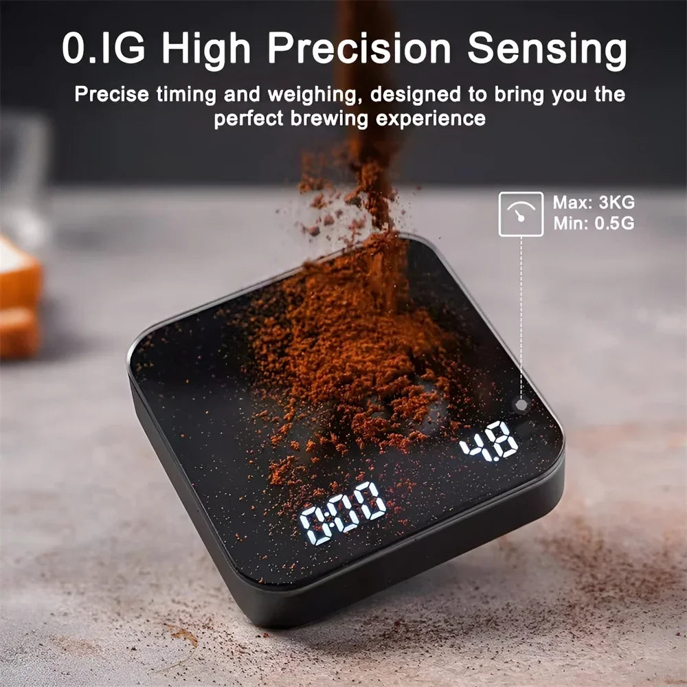 1 Juego de báscula de café electrónica con almohadilla de silicona báscula de café Digital con temporizador pantalla LED carga USB uso en cafetería en casa buen regalo