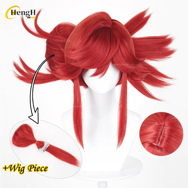 En stock Anime Zanka Guita Enji ‌   Pelucas de Cosplay Rudo Amo Li Glaze, pelo sintético resistente al calor, pelucas para fiesta de Halloween + gorro de peluca