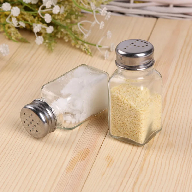 Botella de especias de vidrio para cocina, botella de condimentos para barbacoa con tapa, salero y pimienta, Mini juego de tarros de condimentos