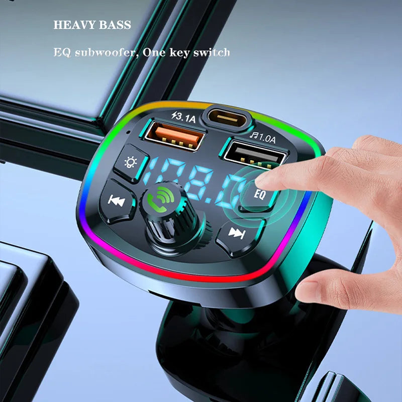 Transmisor FM Bluetooth 5,0 para coche, adaptador inalámbrico, micrófono, receptor de Audio, reproductor MP3 automático 2.1A, cargador rápido USB Dual, accesorios para coche