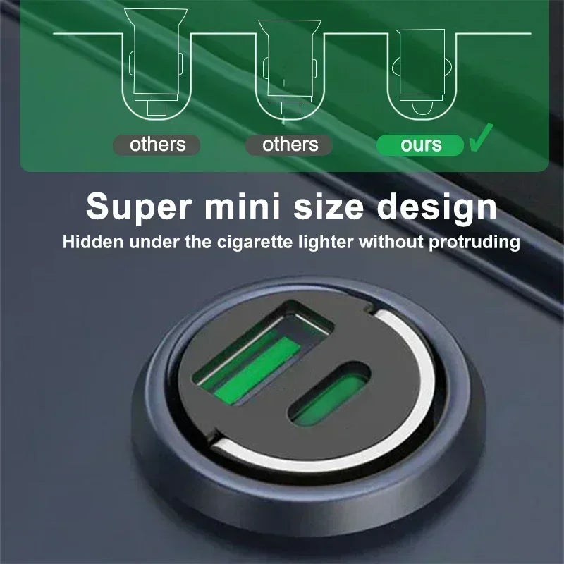 Cargador Rápido para Auto de 100/200W, Mini Adaptador de Enchufe para Teléfono Móvil con Doble USB Tipo-C PD, para iPhone 17 16 15 Pro MAX, Cargador Universal para Auto