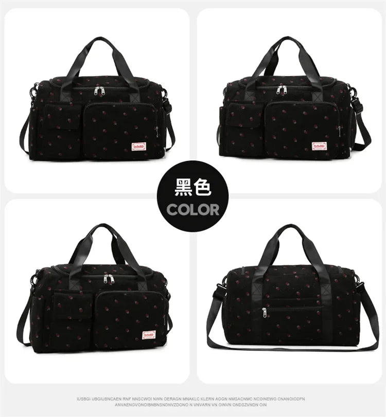 Bolsa de viaje de pana, bolsa de viaje de gran capacidad con compartimento para zapatos, bolsas deportivas para Fitness para mujer, bolsas de lona