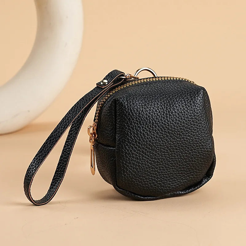 Nueva Mini Bolsa de Monedas para Mujer, Portátil, para Guardar Lápiz Labial, Monedero de Cuero PU de Moda, con Correa Antipérdida, Bolsa para Llaves, Tarjetero Pequeño