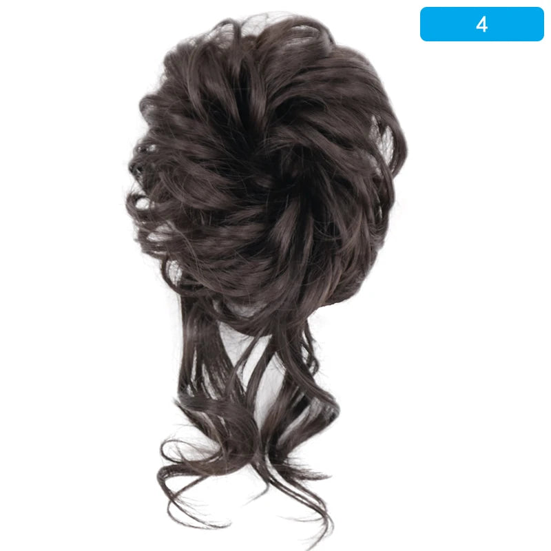 AZQUEEN-extensión de cabello de moño desordenado, banda elástica sintética, moño ondulado rizado, Scrunchies Donut Updo, postizo para mujer