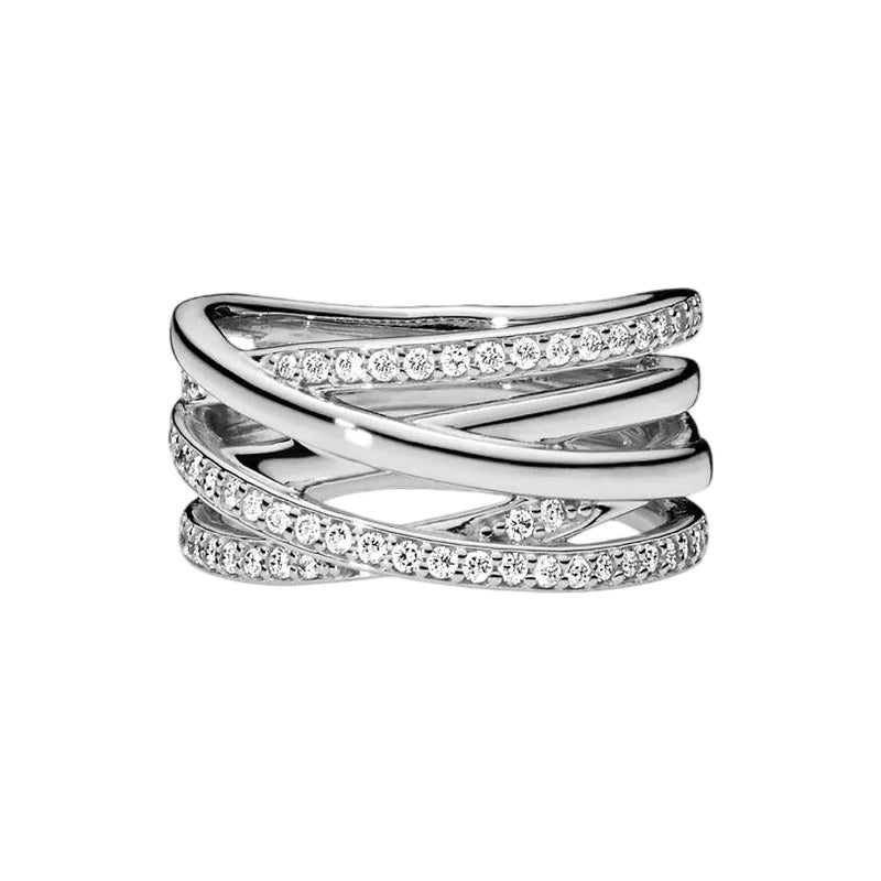 Anillo de Plata 925 con Corona y Corazón de Circonio Dorado para Mujer, Joyería Europea de Moda para Bodas y Fiestas, Regalo DIY