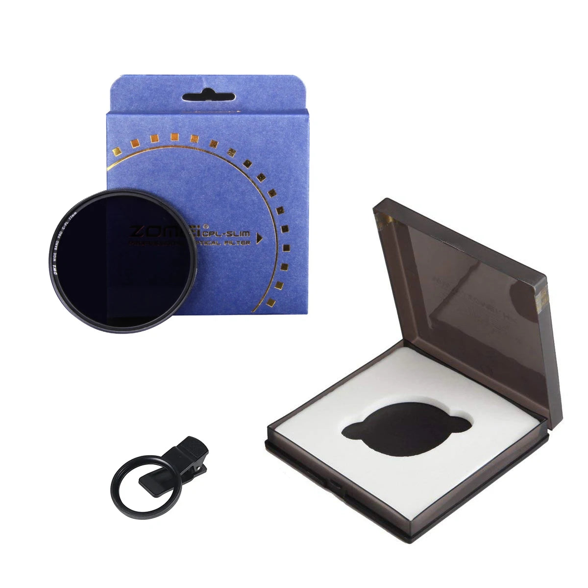 ZOMEI 52mm ND2-ND400 lente de cámara de teléfono ultrafina filtro polarizador Circular profesional de 52mm para teléfono móvil inteligente con Clip