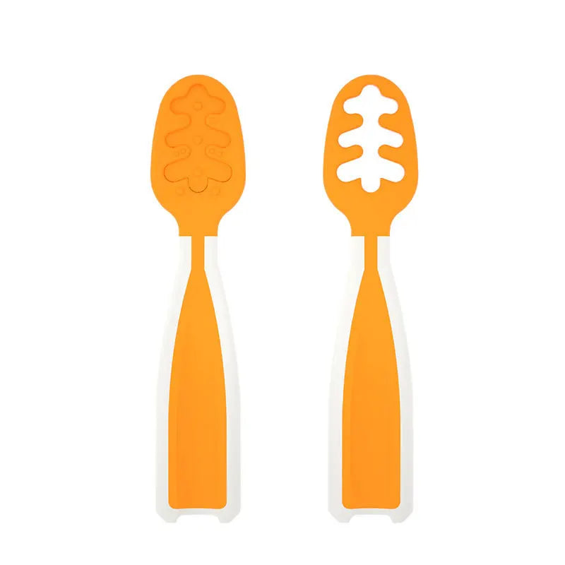 Cuchara de alimentación de bebé, cuchara de pasta de arroz, comida y entrenamiento perfectos para bebés, silicona de calidad alimentaria, cuchara de silicona sin BPA, 2 uds.