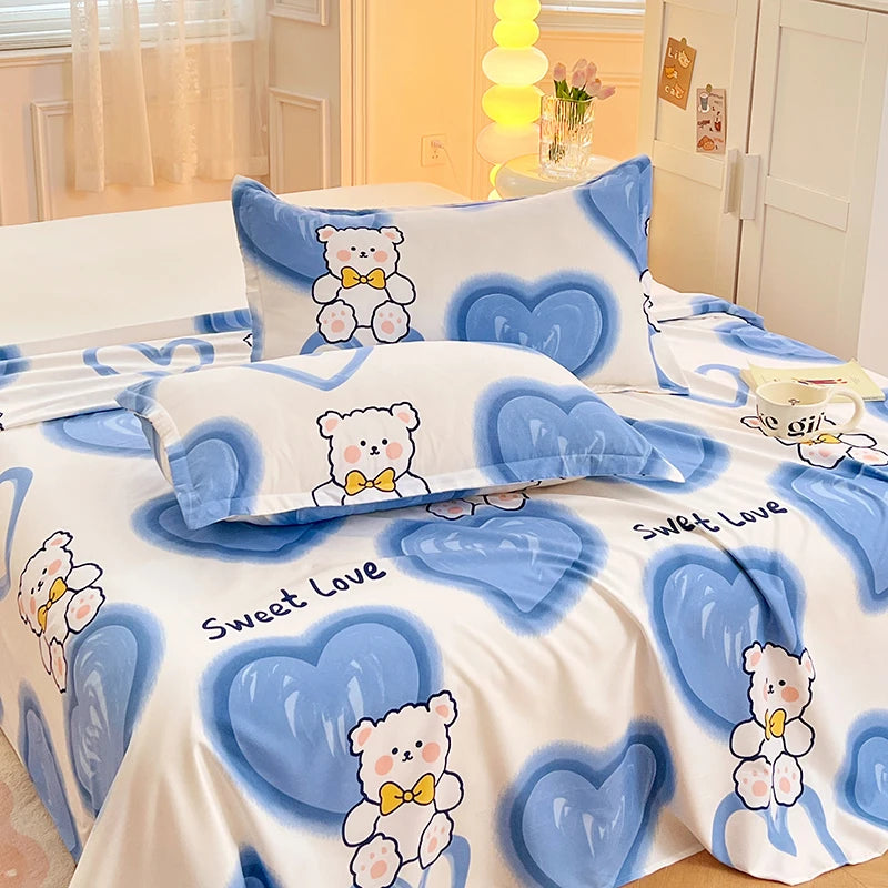 Sábanas Suaves y Agradables al Tacto, Estampadas, para el Hogar, Planas, para Cama King, Queen, Individual, Doble, Transpirables, Duraderas, 1 o 3 Piezas/Juego