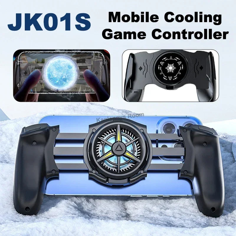 Controlador de juegos con radiador para teléfono móvil JK01S Semiconductor 2 en 1, enfriador de juegos con mango telescópico para IOS y Android.