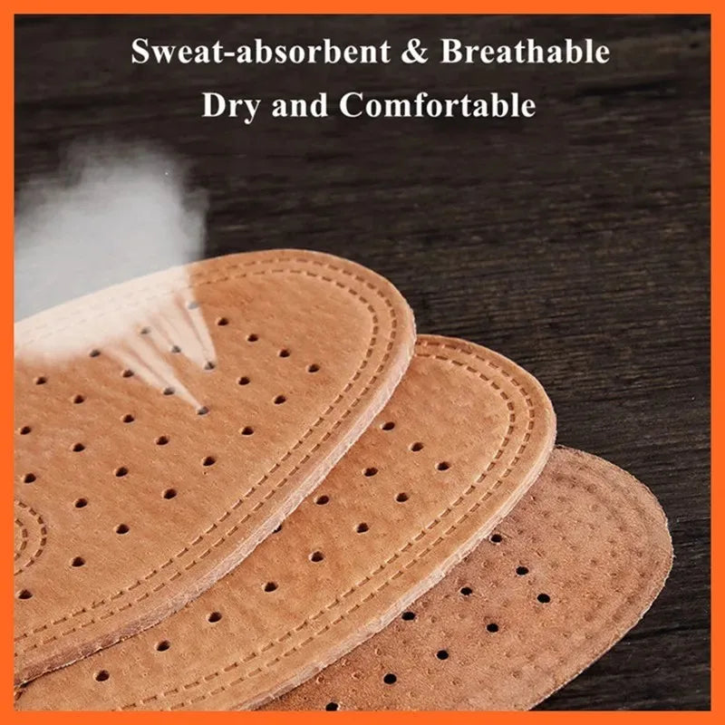 Plantillas de zapatos desodorantes cómodas para hombre, plantilla de cuero para zapatos informales, cojín de suela de soporte para pies de calidad