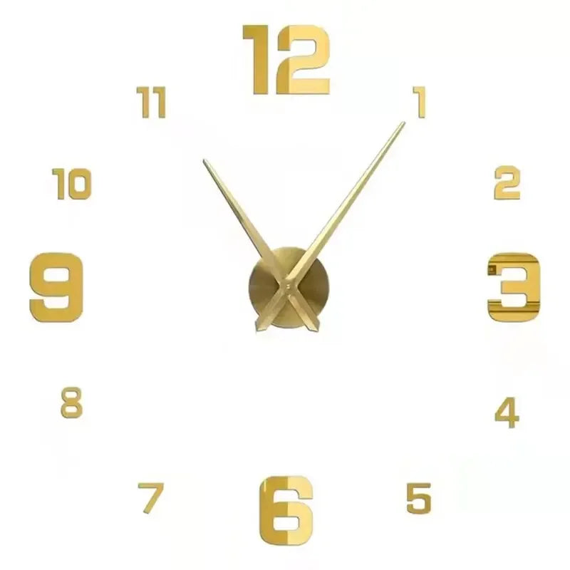Reloj de pared con espejo acrílico de Número Romano grande 2D/3D, pegatina de moda DIY, relojes de cuarzo, reloj, decoración del hogar, pegatinas para el salón