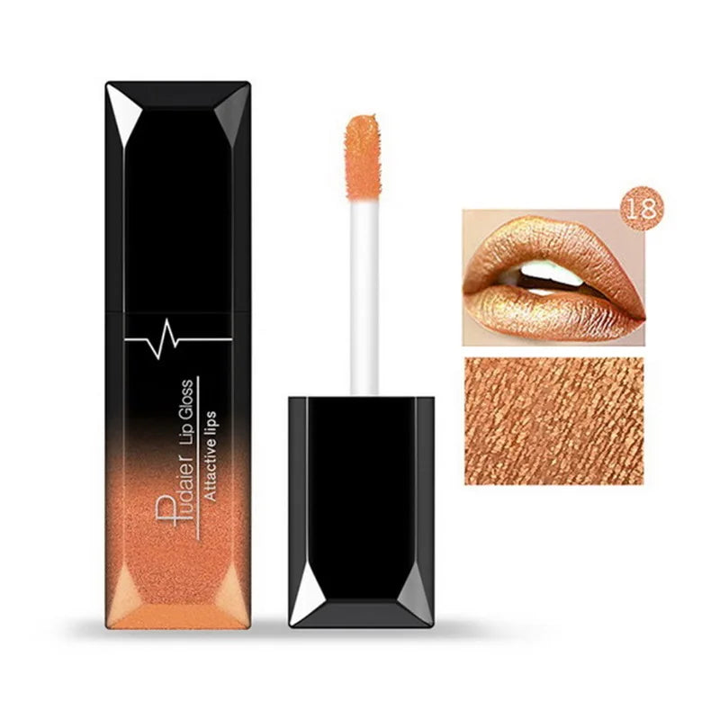 Lápiz labial líquido mate resistente al agua brillo de labios de larga duración tinte Sexy rojo desnudo púrpura lápices labiales metálicos cosméticos de maquillaje