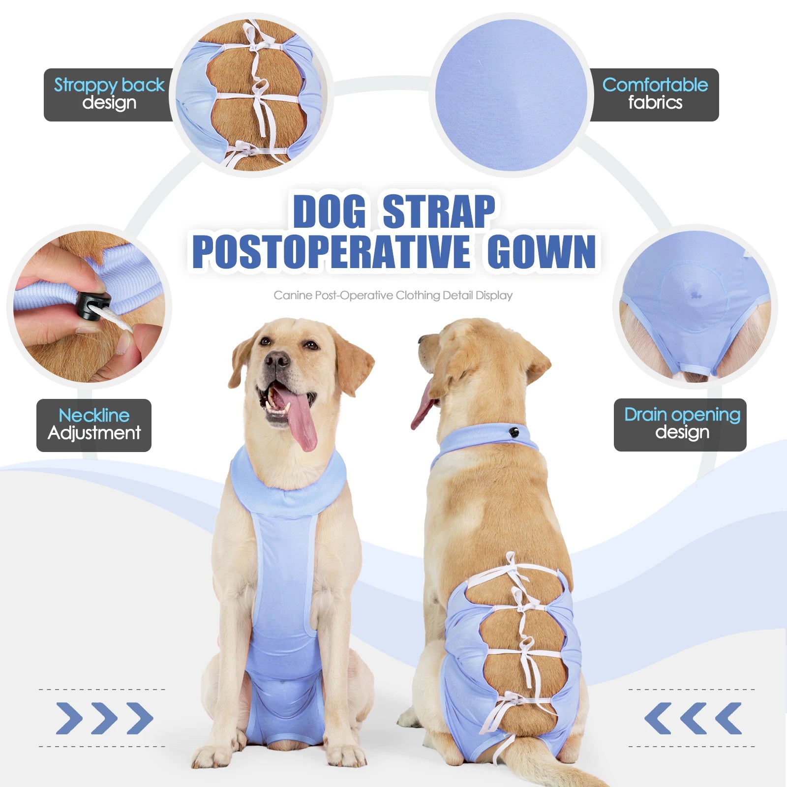 Traje de recuperación de cirugía para mascotas, mono transpirable para perros, traje quirúrgico alternativo con cuello electrónico y cono después de desgaste desgastado/neutrado