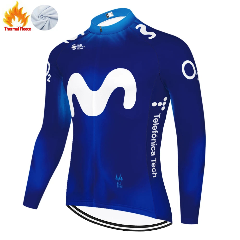 Nuevo invierno Movistar ciclismo jersey 2026 protear hombres manga larga bicicleta invierno maillot cyclisme homme