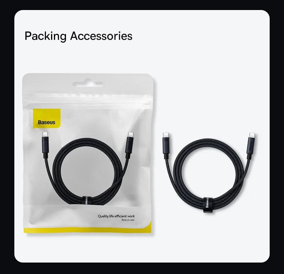 Baseus-Cable USB tipo C de carga rápida, cargador de 100W, PD, para iPhone 16, 15 Plus Pro Max, Macbook, Xiaomi y Samsung
