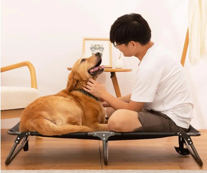 Cama antihumectante para perros, cama transpirable para perros grandes, plegable, para acampar y dormir, perrera colgante para el suelo