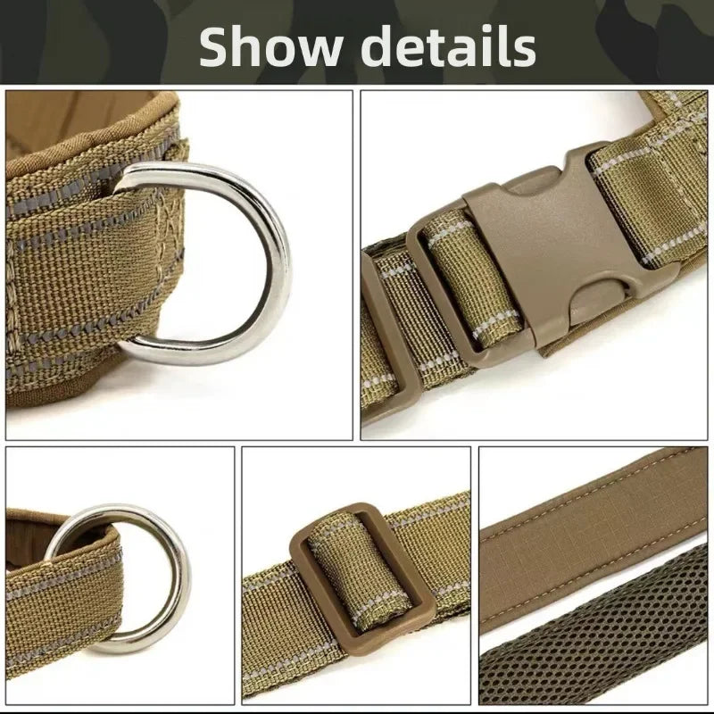 Arnés táctico para perros, nailon antitiro, ajustable para razas grandes, chaleco de adiestramiento al aire libre con mango y reflectante