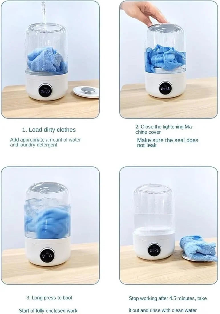 Lavadora inalámbrica, limpiador de ropa interior portátil, mini calcetines de 1L, lavadora, cubo de lavandería deshidratable