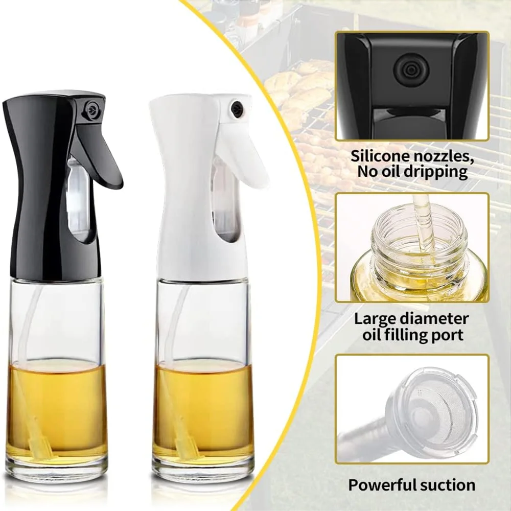 Spray de aceite para cocinar, botella dispensadora de aceite de oliva, pulverizador, niebla, vinagre de aceite de calidad alimentaria reutilizable, botella pulverizadora, accesorios de cocina