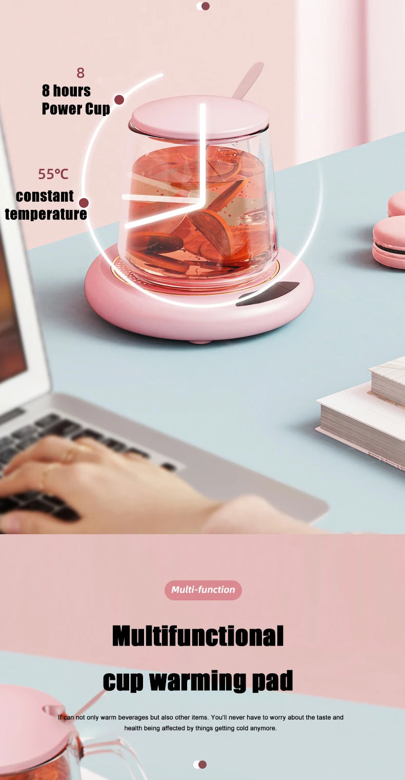 Posavasos de calefacción termostática USB, posavasos de calefacción para el hogar, ajuste de 3 velocidades, temperatura constante de 55 grados, 1 ud.