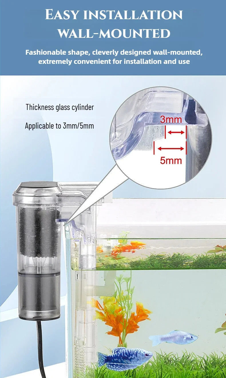 Filtro de Acuario Colgante, Mini Cascada, Bomba USB, Accesorios para Acuario, Filtro de Esponja para Limpieza y Circulación de Peceras Pequeñas
