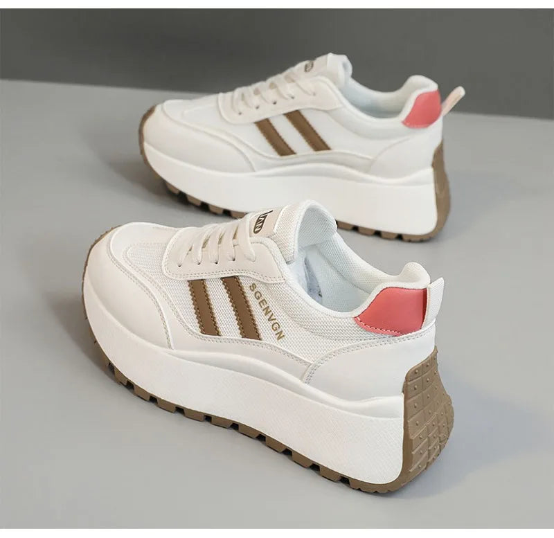 Zapatillas de deporte para mujer, calzado informal transpirable de malla, zapatos de tenis a la moda, zapatos de plataforma con aumento de altura para mujer, zapatos deportivos nuevos 2025