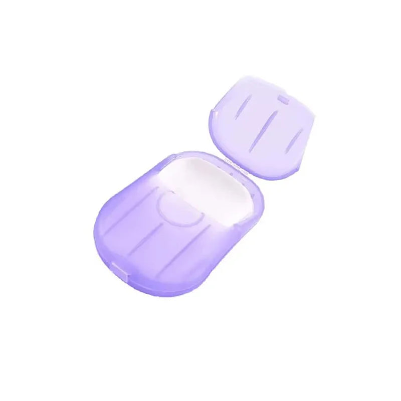 1/4 Caja de Hojas de Jabón Desechables para Viaje, Hojas de Jabón de Papel Mini Amigables con la Piel, Jabón Portátil en Rodajas con Caja para Lavado de Manos
