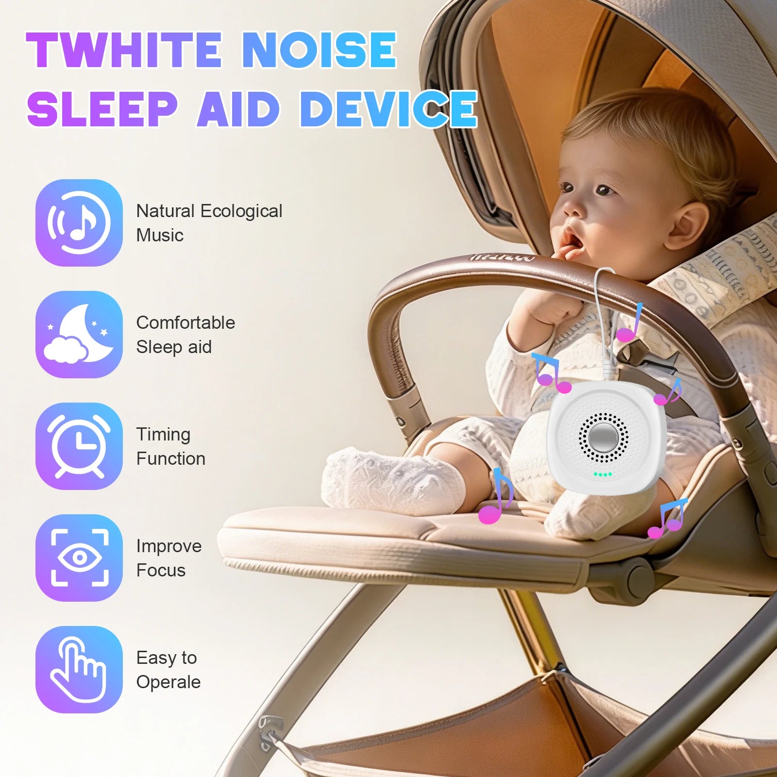 Máquina de Sonido Blanco con 10 Sonidos Relajantes, Ayuda para Dormir para Bebés, Niños y Adultos, Relajación Nocturna, Dispositivo para Aliviar la Presión