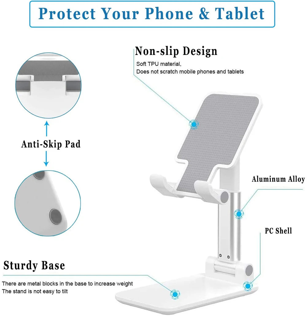 Soporte de escritorio para teléfono inteligente, soporte plegable para tableta, iPhone, iPad, Samsung, Huawei y Xiaomi