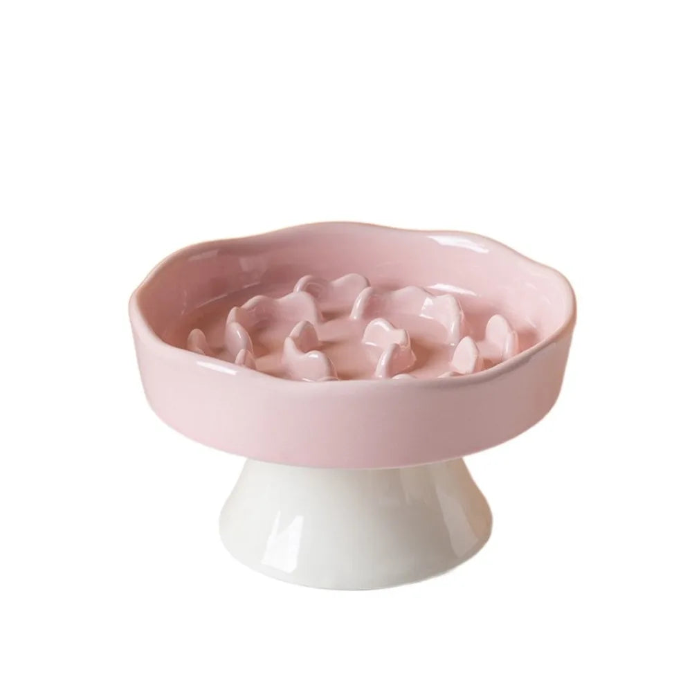 Cuenco de Cerámica para Gatos, Comedero Lento, Lindo, Multiusos, con Base Alta, Gran Capacidad, Antideslizante, Recipiente para Agua y Comida para Perros