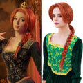 Peluca sintética de pelo de Anime Shrek largo trenzado marrón rojizo resistente al calor para disfraz de Fiona Cosplay para adultos disfraz de Fiona para mujer
